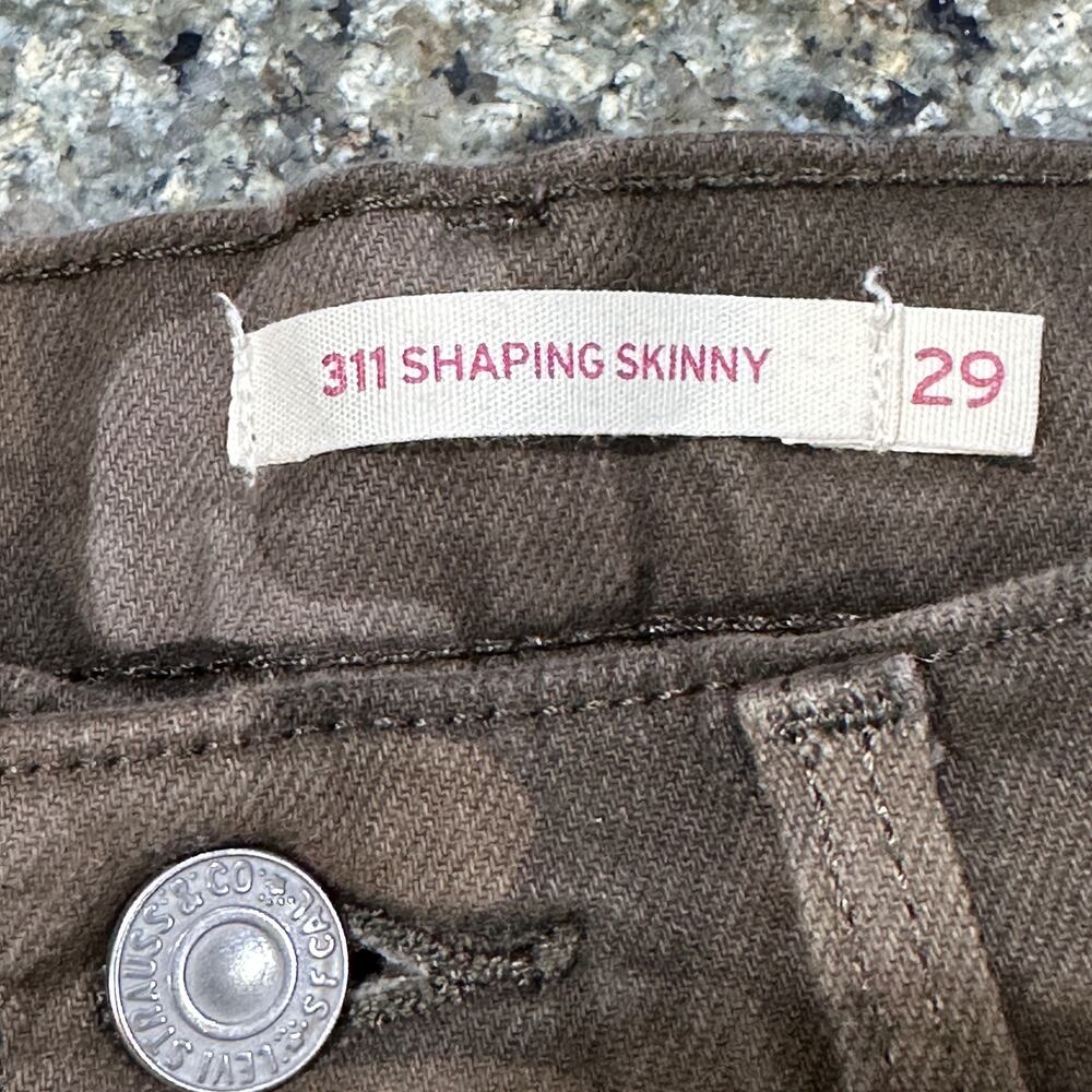 Levis 311 Shaping Skinny Jeans Womens Size 29 Green Camo Cotton Blend Streetwear - Picture 5 of 6